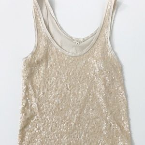 J.Crew Cream Sequin Tank Top Size Small